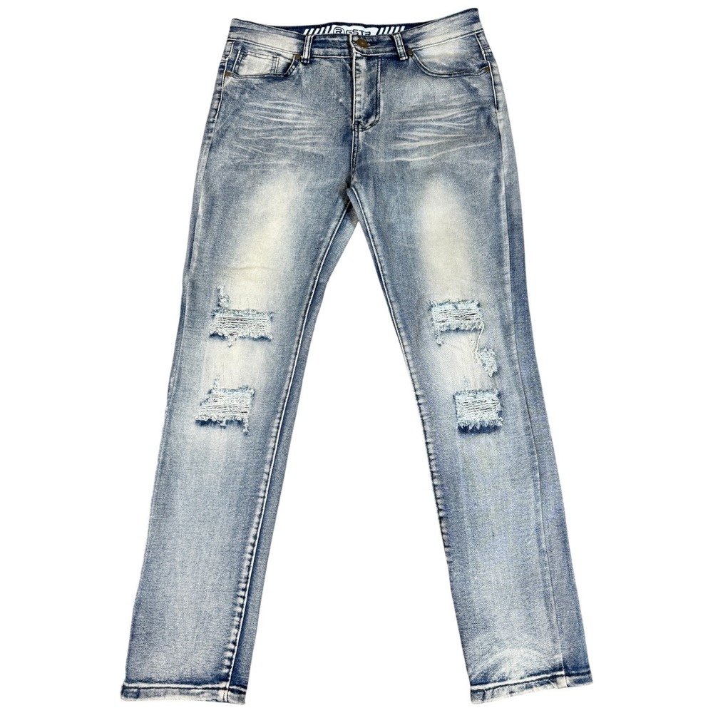 G-Star GSTR Jeans Men 34 (34x31) Blue Denim Acid‎ Wash Faded Distressed Grunge